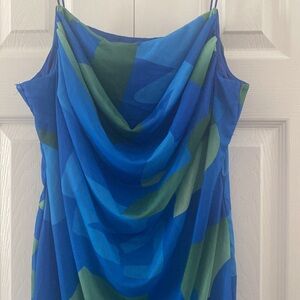 Drape Front Mesh Panel Dress